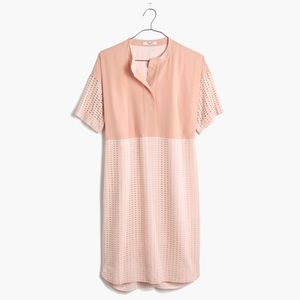 Madewell eyelet-mix tunic dress in light pink
